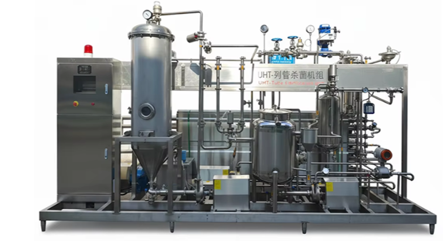ZHONGBO Sanitary UHT Tube Sterilizer Machine Group with PLC Control Panel and Conical Degasser manufacturer