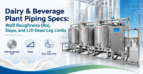 Dairy & Beverage Plant Piping Specs Wall Roughness (Ra), Slope, and LD Dead-Leg Limits
